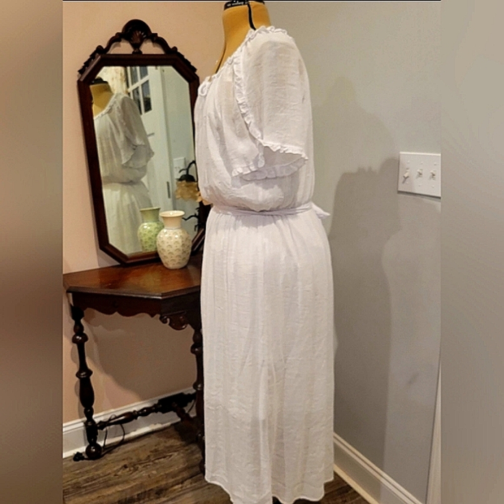 NWT 2X White Ruffly Dress - Picture 9 of 11
